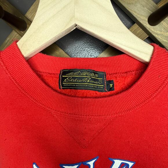 Vintage Eddie Bauer crewneck sweatshirt size medium red classic - Picture 2 of 8